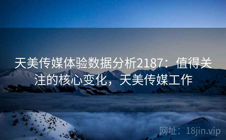 天美传媒体验数据分析2187：值得关注的核心变化，天美传媒工作